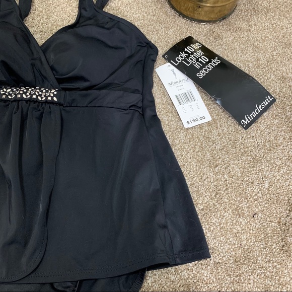 Miraclesuit V-Neck One Piece Swimsuit Black 14 - Picture 3 of 10